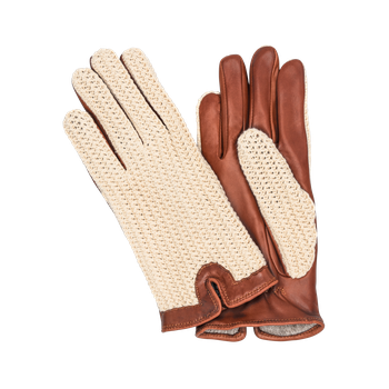Damhandskar Crochet/Lammnappa Cognac