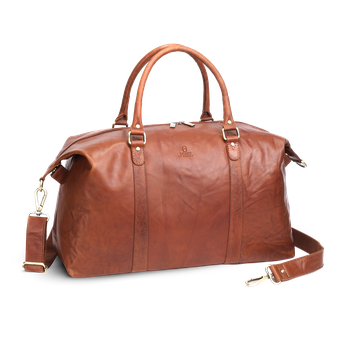 Weekendbag skinn medium Cognac