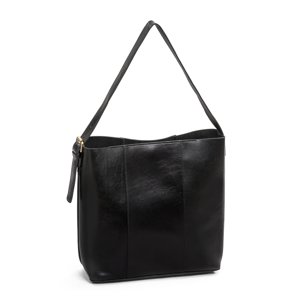 Bucket bag i skinn