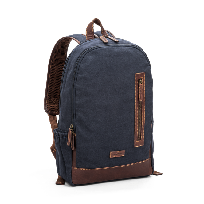 Ryggsekk 15,4” i canvas og skinn Marine