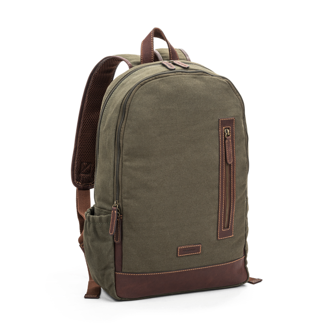 Ryggsekk 15,4” i canvas og skinn Olive