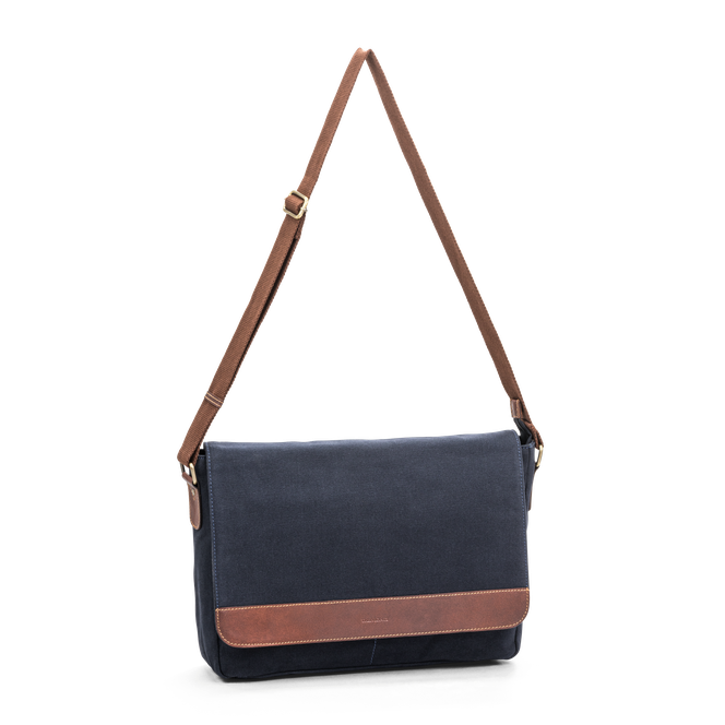 PC-veske 15,6” i canvas og skinn Marine