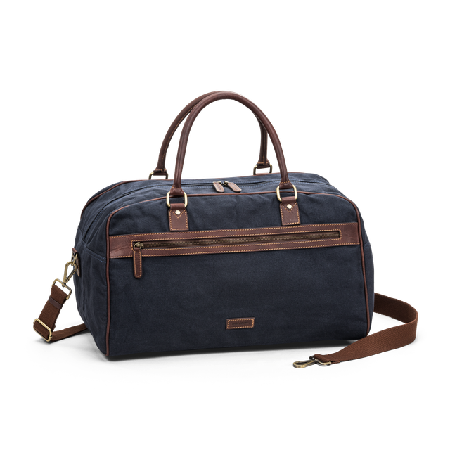 Weekendbag i canvas og skinn