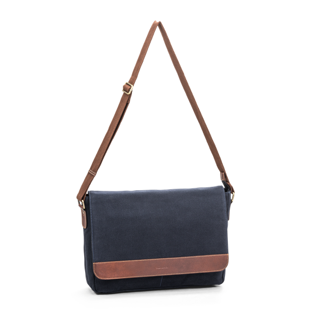 PC-veske 15,6” i canvas og skinn