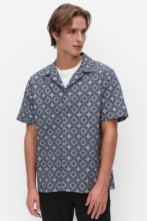 Lukas aop ss shirt BLUE FOG