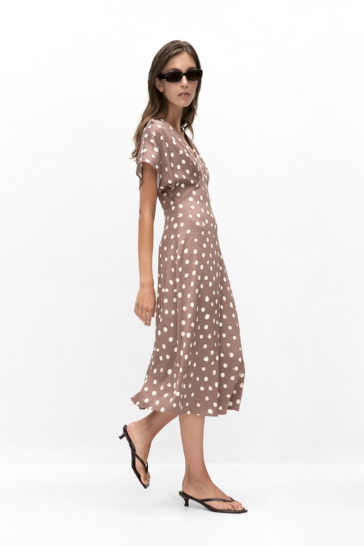 Henriiw fitted dress Henriiw fitted dress BROWN BRUSH DOT