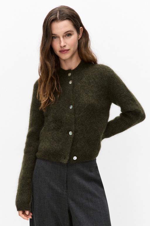 Andrea rib ls cardig Andrea rib ls cardig BLACK OLIVE