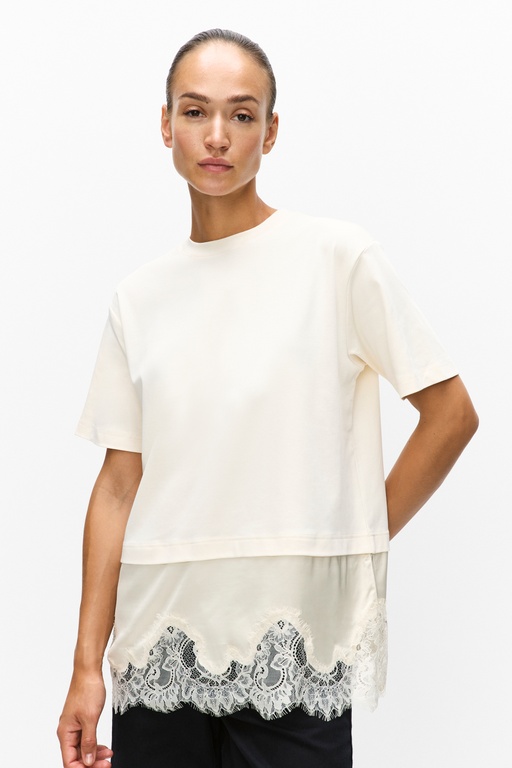 Vaccara lace tee EGRET