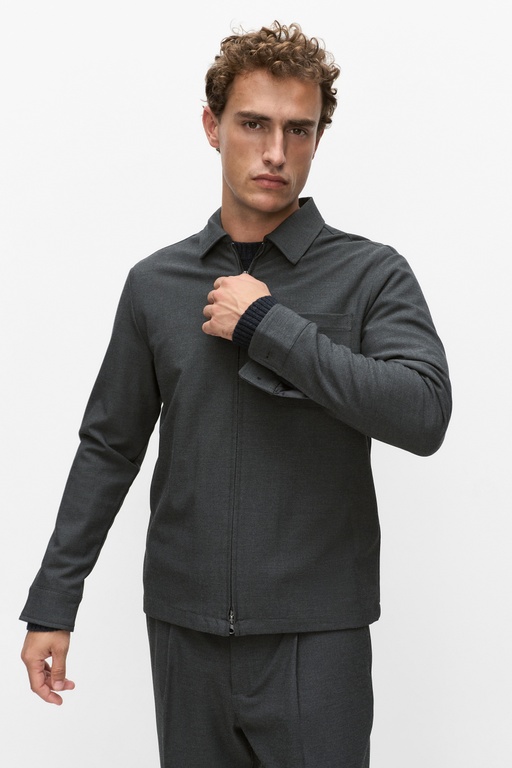 Frank zip overshirt DARK GREY MEL