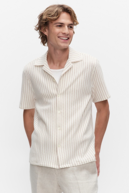 Malcolm resort shirt BEIGE STRIPE