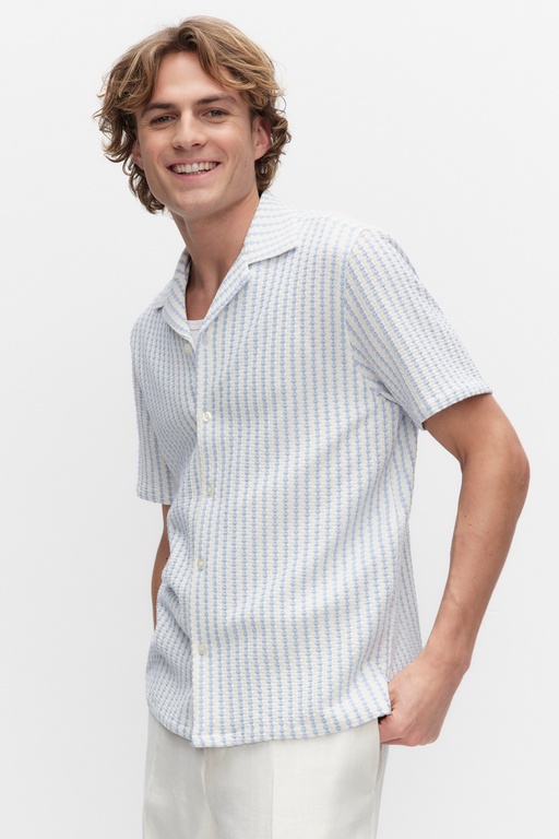Malcolm resort shirt LT BLUE STRIPE