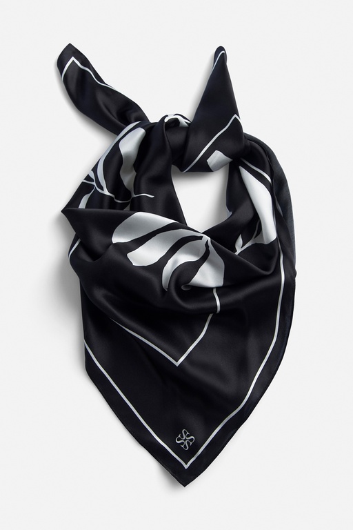 Tine silk scarf Tine silk scarf BLACK PRINT