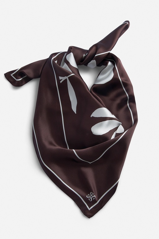 Tine silk scarf Tine silk scarf BROWN PRINT