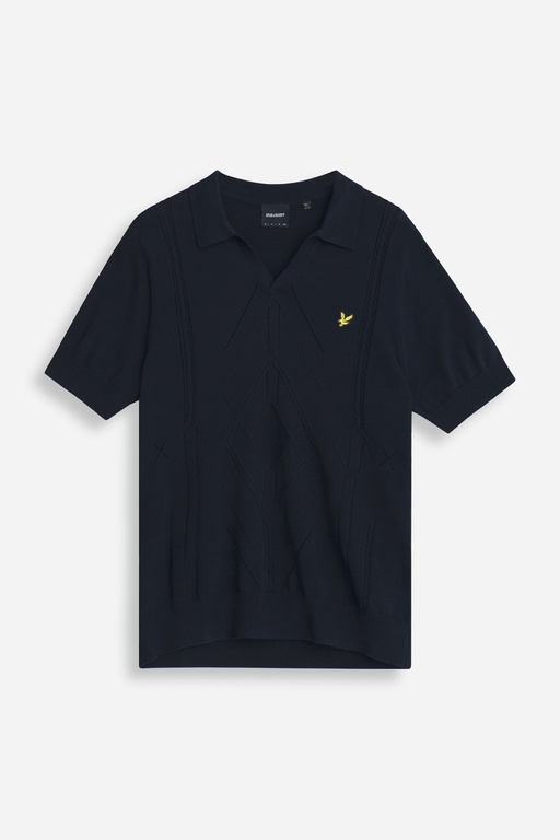 Argyle knitted polo DARK NAVY