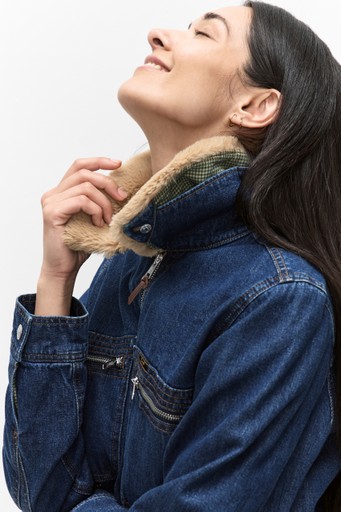 Zip front denim jkt