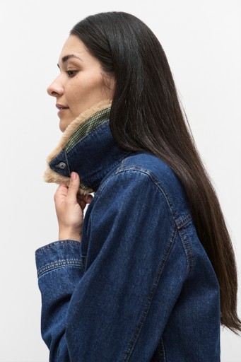 Zip front denim jkt