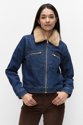 Zip front denim jkt