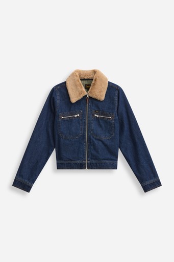 Zip front denim jkt