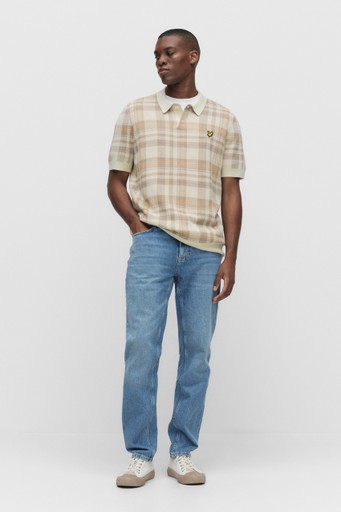 Tartan knitted polo