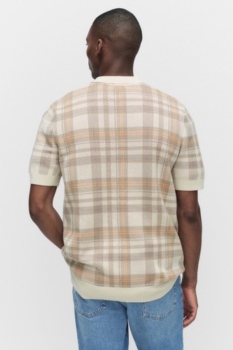 Tartan knitted polo