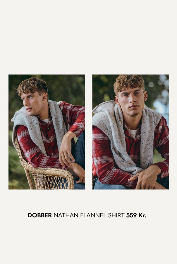 Rødternet flanelskjorte fra Dobber.