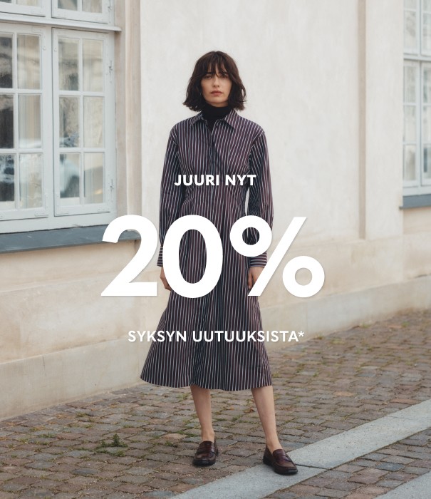 -20 % syksyn uutuuksista* osoitteessa mq.fi. Päivitä vaatekaappisi valikoiduilla sesongin uutuuksilla.