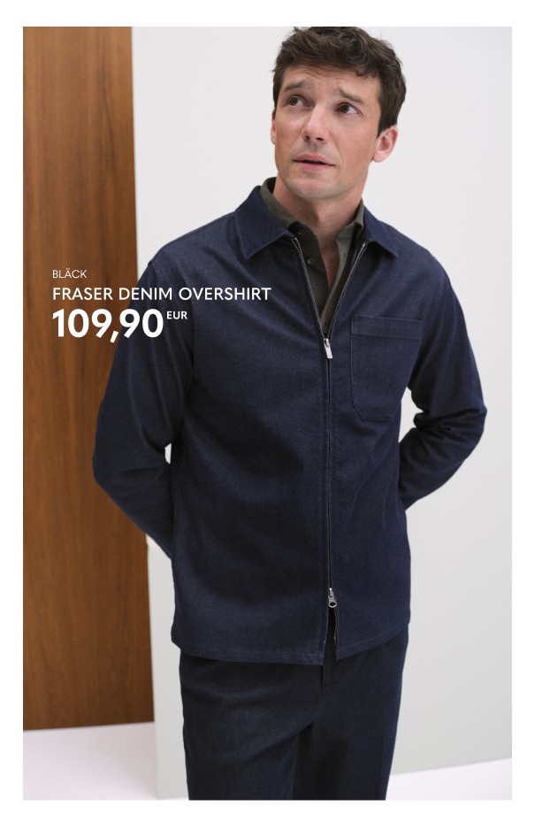 Tummansininen denim-overshirt miehille.