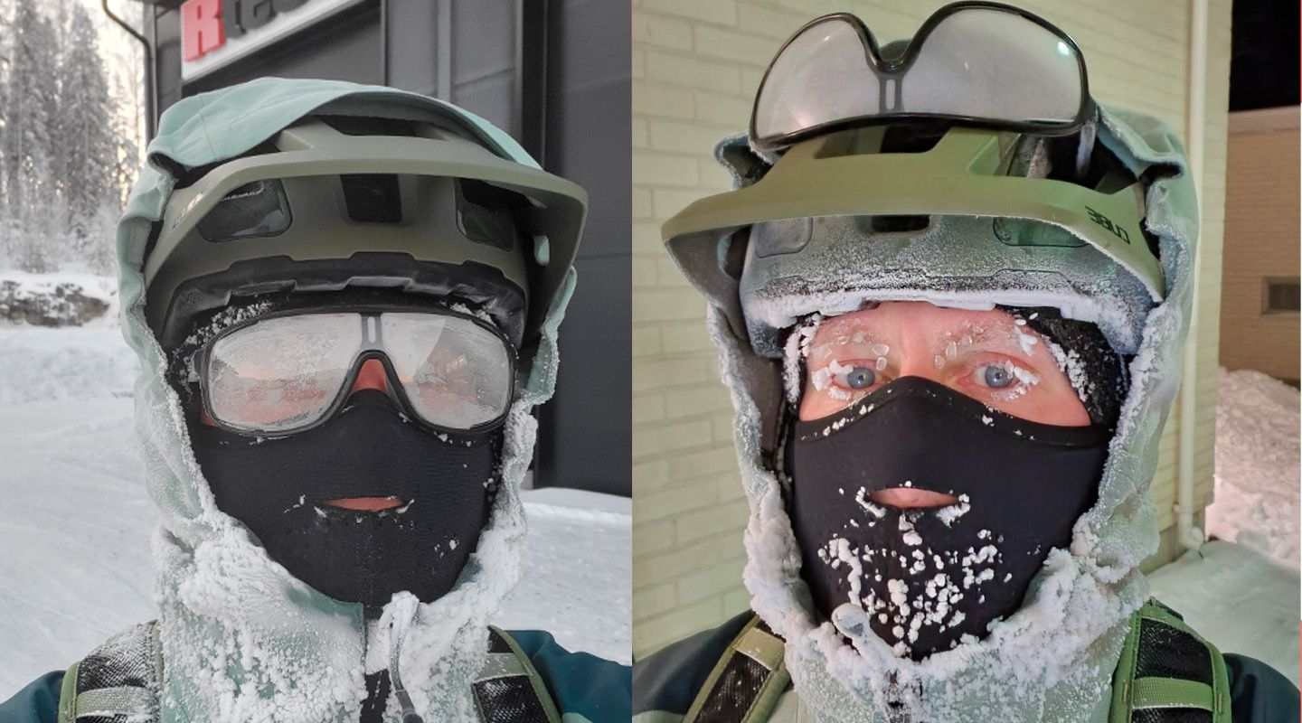 Pyöräilyä kovalla pakkasella