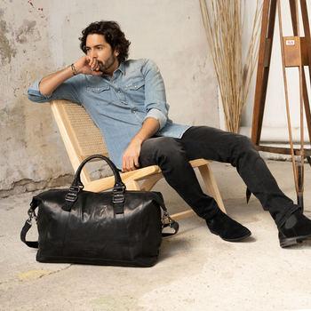 Weekendbag skinn Svart