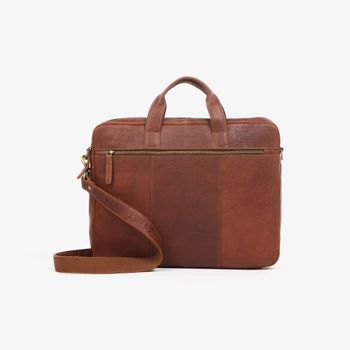PC-veske Briefcase Medium skinn Cognac