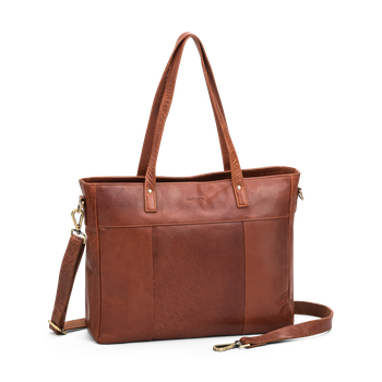 Totebag A4  i skinn Cognac