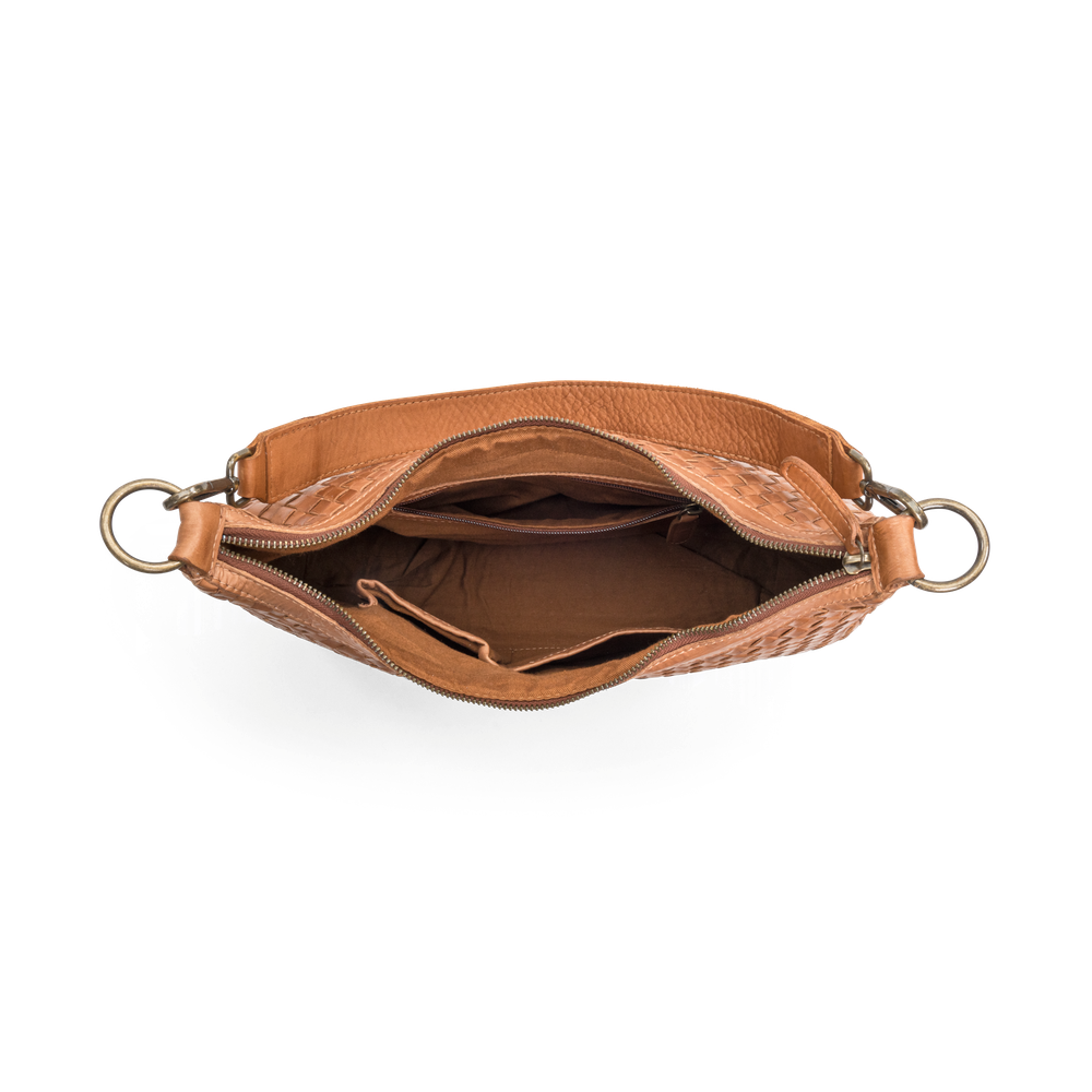 Flettet hobo-veske i skinn