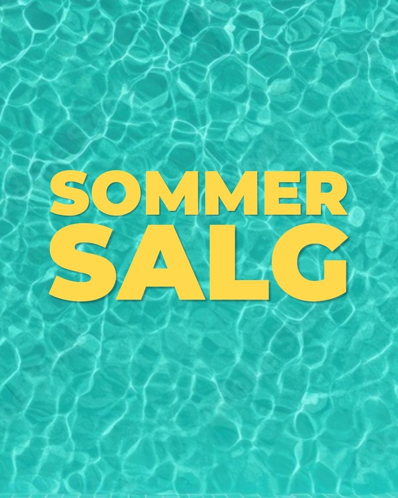 Sommersalg gul tekst på bassenggrønn farge