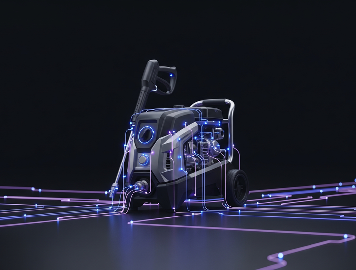 AI-generoitu tuotekuva painepesurista